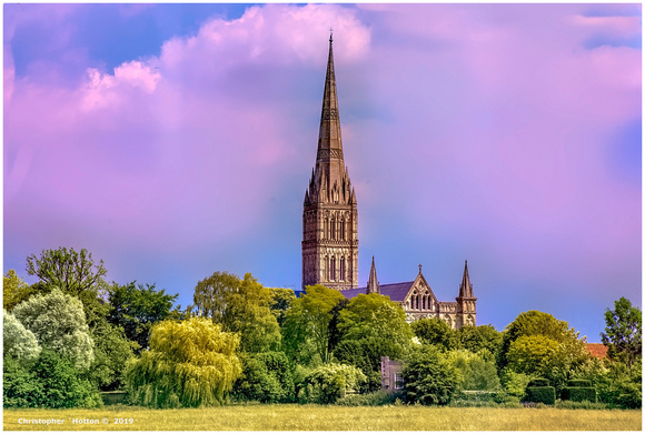 Cathedral Spire with a Pink Sky